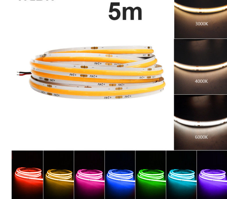Thay đổi màu sắc thông minh Dải đèn LED 24V COB RGBW 10 mm Chống nước 2700K-6500K