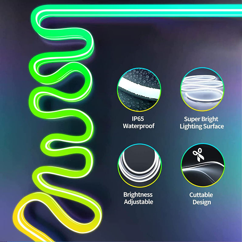 16,4ft RGB Silicone Dải đèn neon Điều khiển từ xa Thay đổi màu sắc thông minh