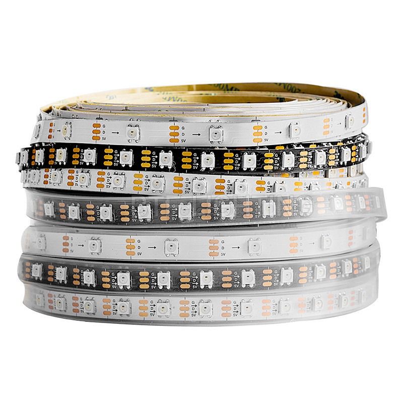 Dải đèn LED linh hoạt RGB WS2812B 5050SMD Dải điểm ảnh LED 16,4FT 60Pixels/M 300Pixels có thể định địa chỉ riêng lẻ
