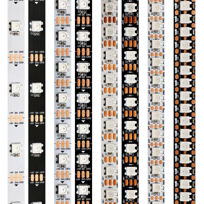 Dải đèn LED linh hoạt RGB WS2812B 5050SMD Dải điểm ảnh LED 16,4FT 60Pixels/M 300Pixels có thể định địa chỉ riêng lẻ