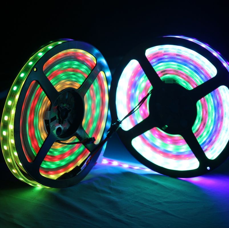 WS2812B Dải đèn LED linh hoạt RGB 5050SMD Cá nhân có thể định địa chỉ 16,4FT 60Pixels/M 300Pixels Đen PCB đủ màu