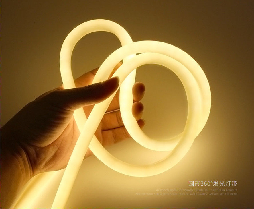 Góc chùm 360 ° Neon 10W 24V Dải linh hoạt Ánh sáng ống silicon tròn Ánh sáng đèn LED Neon